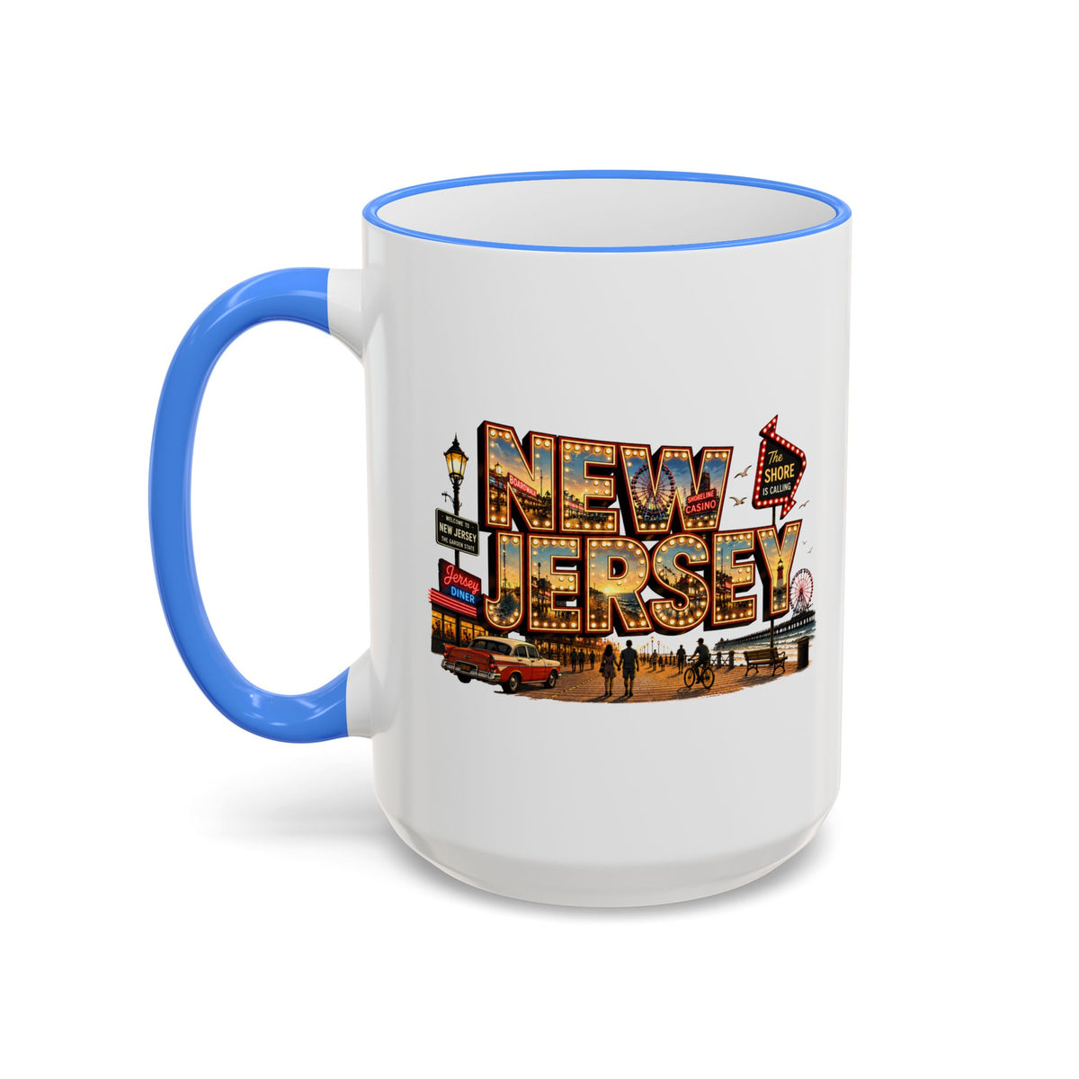 New Jersey Vintage Postcard Accent Rim Mug (11oz & 15oz)