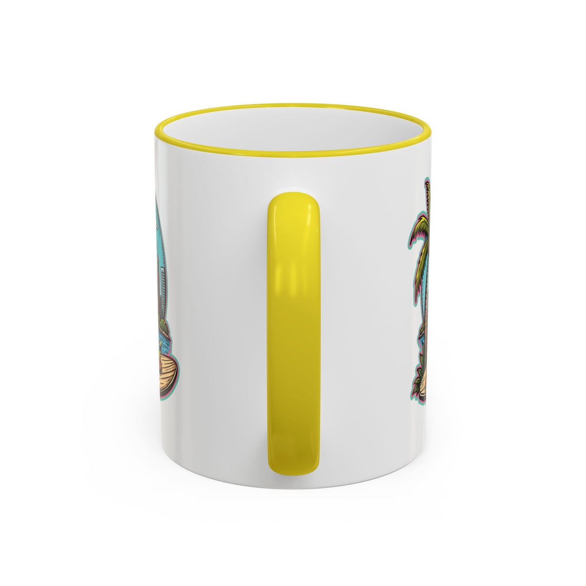 Miami Beach Scenic Accent Rim Mug – Tropical Palm Tree Skyline Coffee Cup (11oz & 15oz)