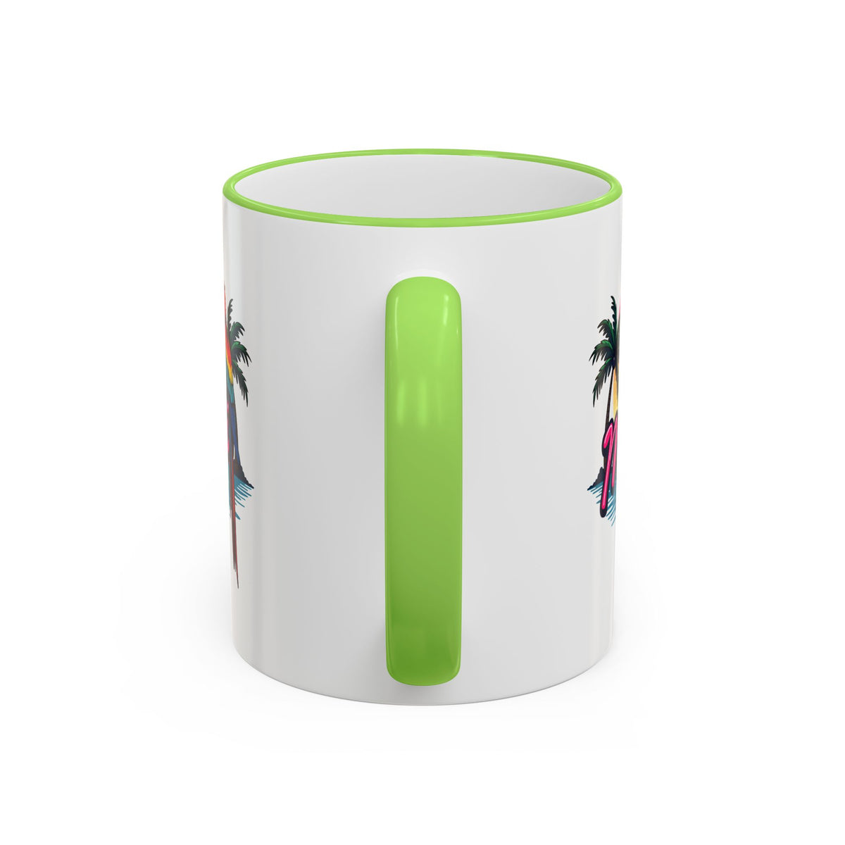 Miami Sunset Accent Rim & Handle Mug — Retro Palm Beach Coffee Cup