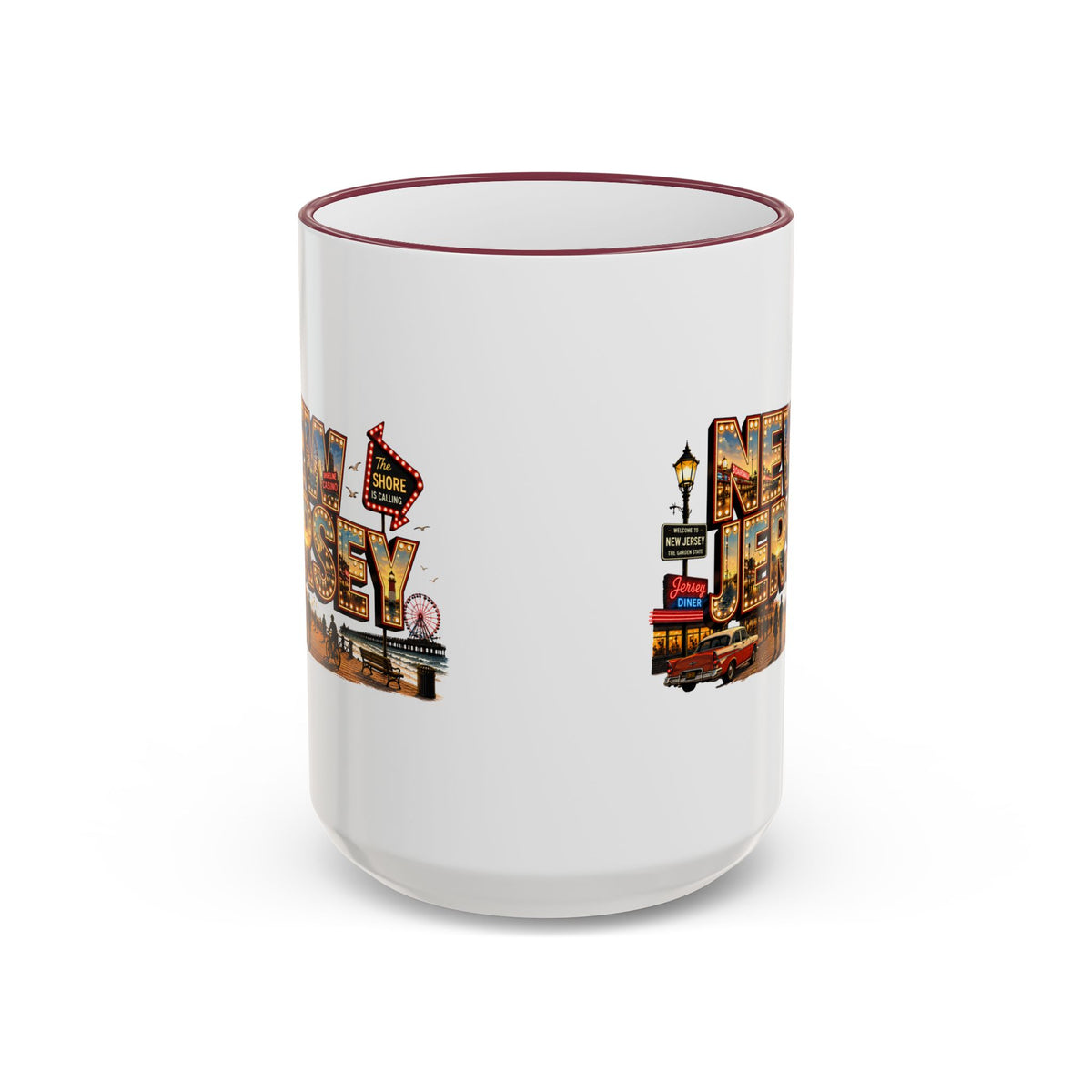 New Jersey Vintage Postcard Accent Rim Mug (11oz & 15oz)
