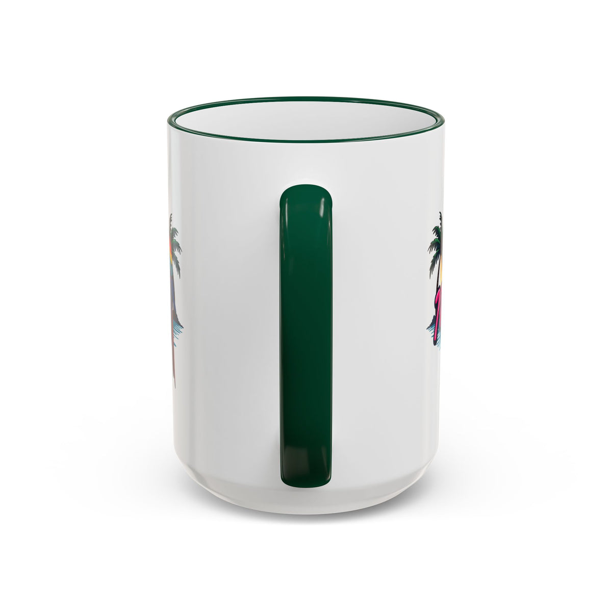Miami Sunset Accent Rim & Handle Mug — Retro Palm Beach Coffee Cup
