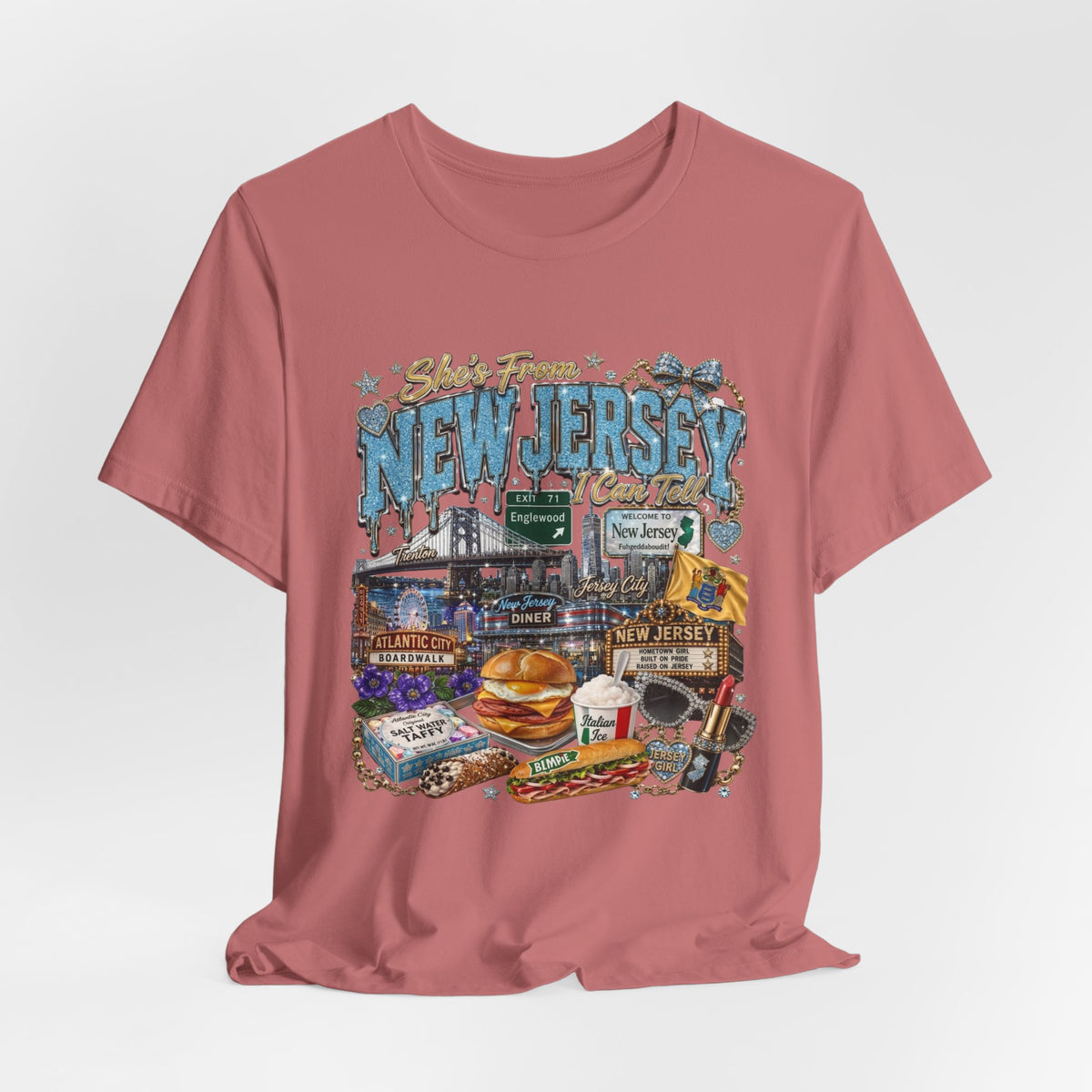 New Jersey Landmarks Tee — Jersey Shore, Diner & Turnpike Retro Graphic T-Shirt