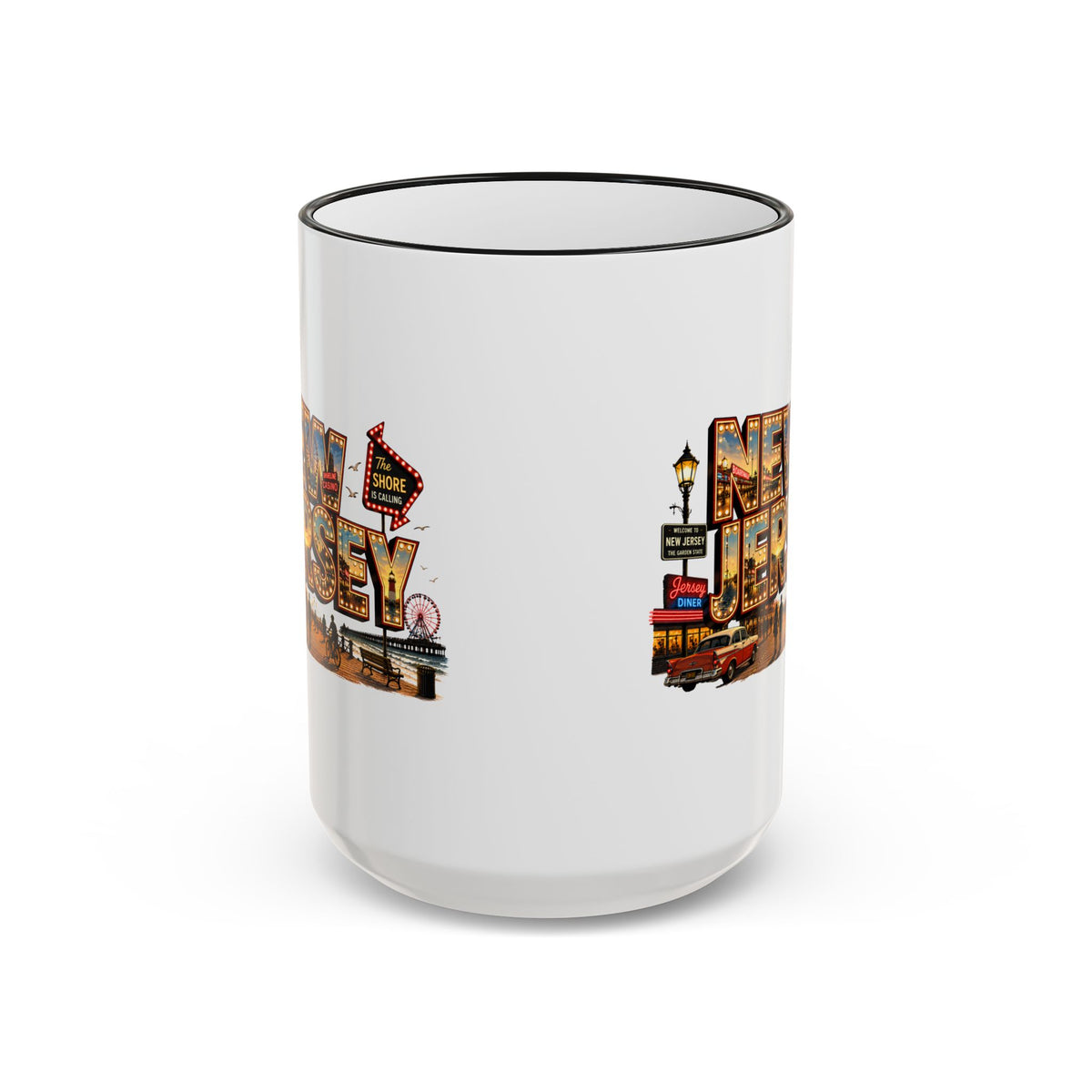 New Jersey Vintage Postcard Accent Rim Mug (11oz & 15oz)