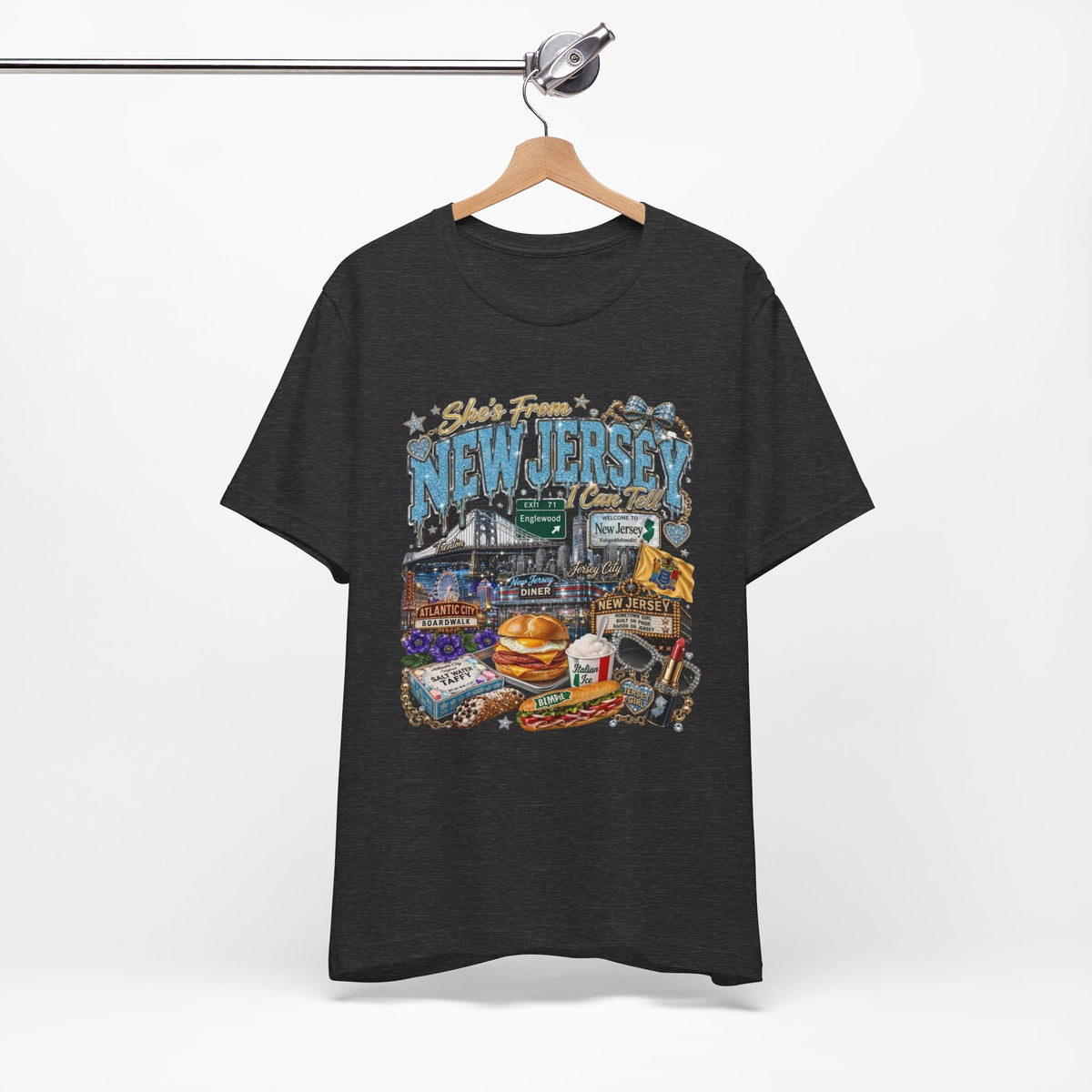 New Jersey Landmarks Tee — Jersey Shore, Diner & Turnpike Retro Graphic T-Shirt