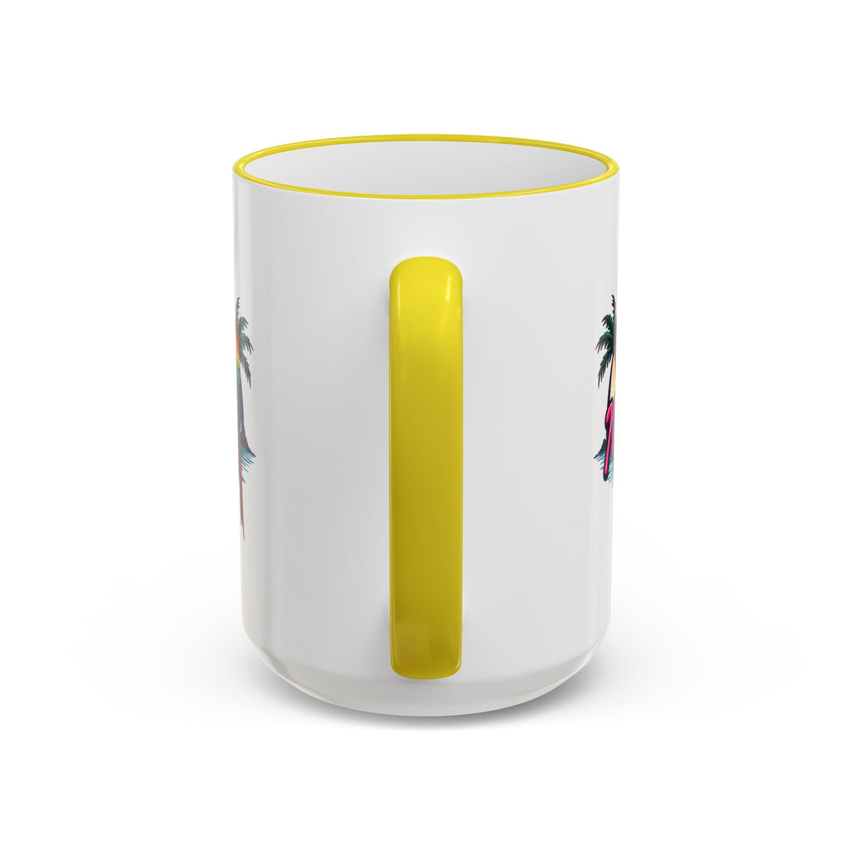 Miami Sunset Accent Rim & Handle Mug — Retro Palm Beach Coffee Cup