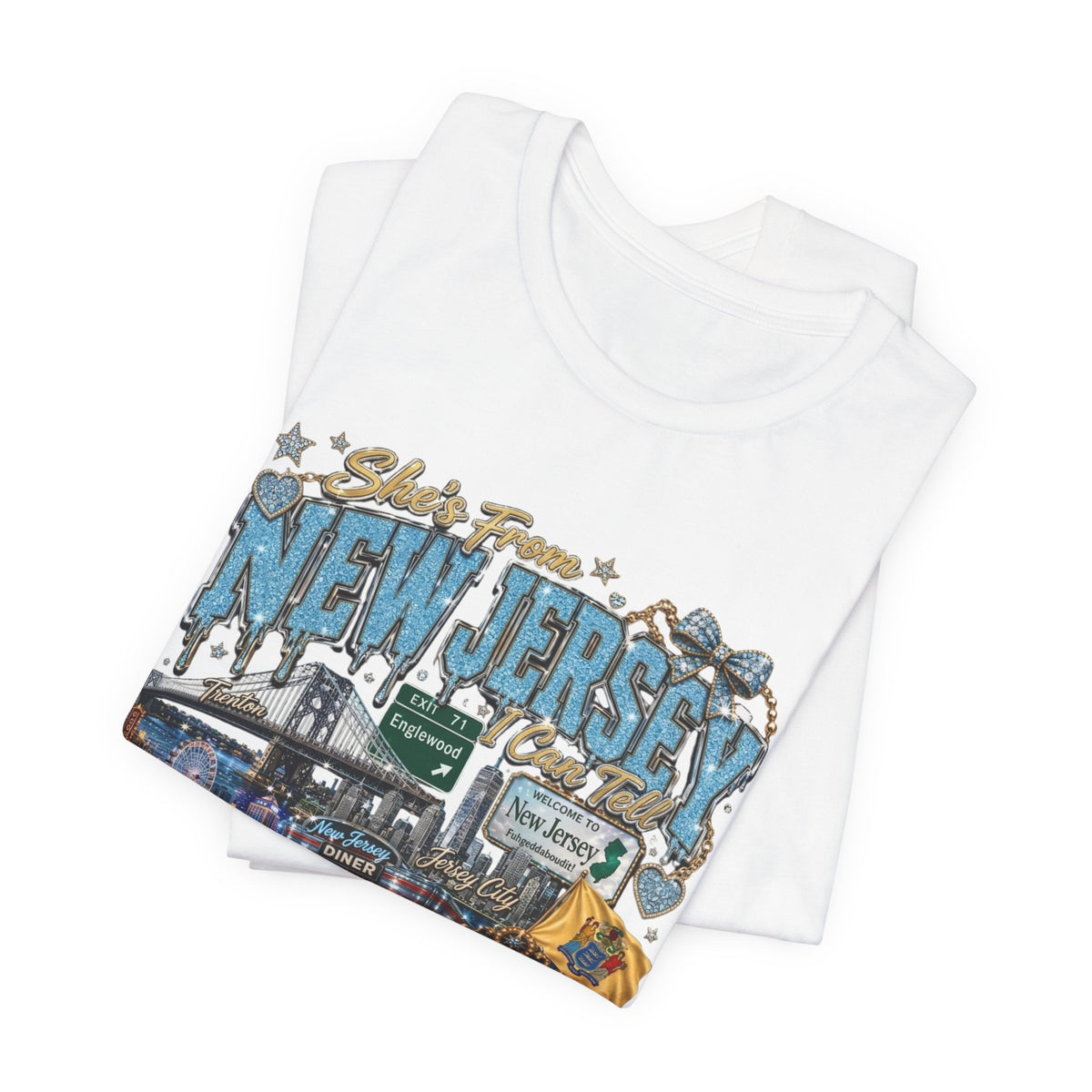 New Jersey Landmarks Tee — Jersey Shore, Diner & Turnpike Retro Graphic T-Shirt