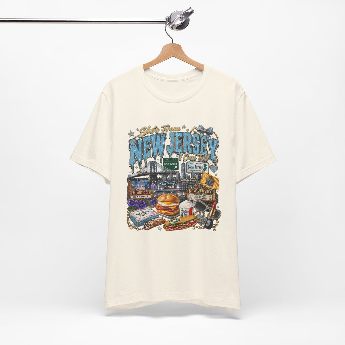 New Jersey Landmarks Tee — Jersey Shore, Diner & Turnpike Retro Graphic T-Shirt