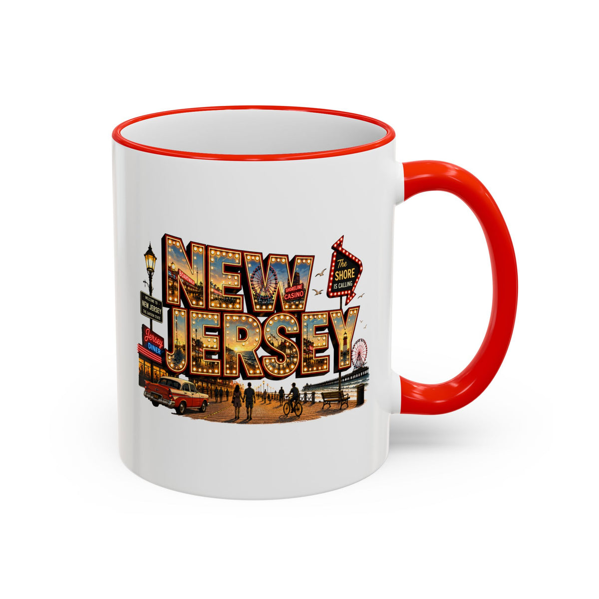 New Jersey Vintage Postcard Accent Rim Mug (11oz & 15oz)