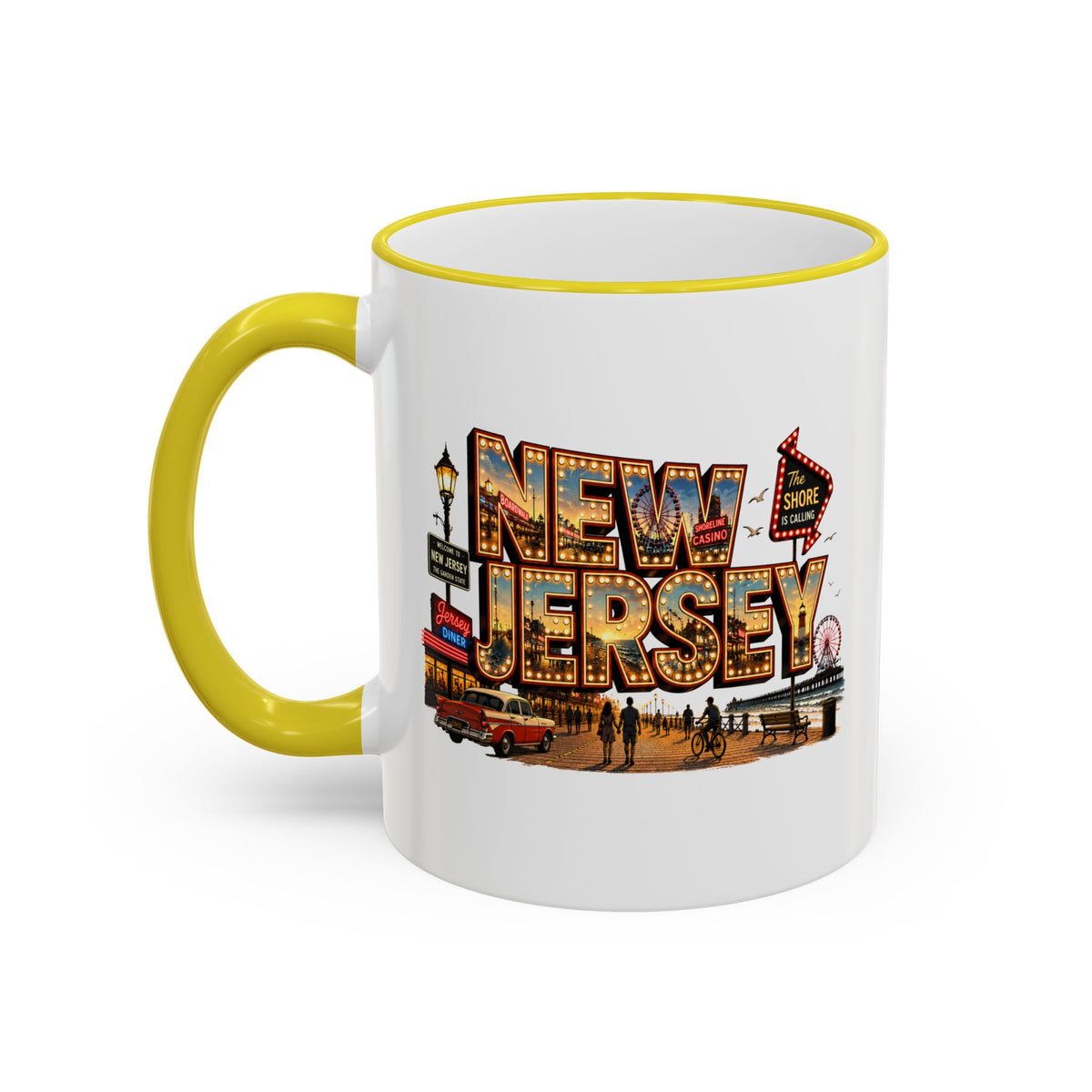 New Jersey Vintage Postcard Accent Rim Mug (11oz & 15oz)