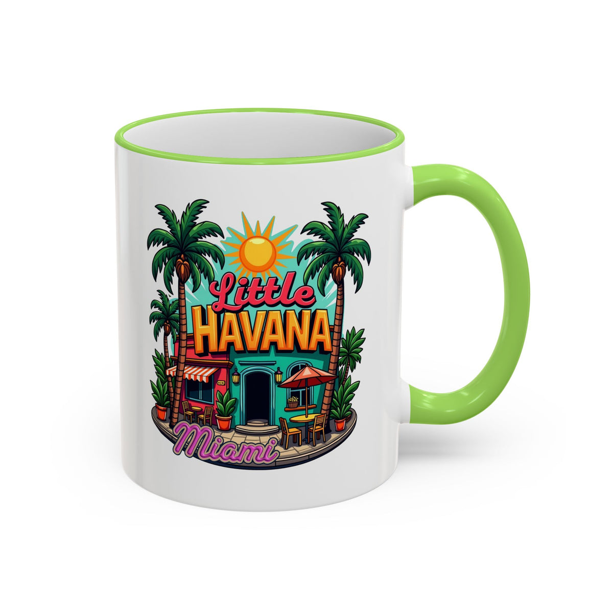 Tropical Little Havana Coffee Mug – Palm Tree Beach Scene