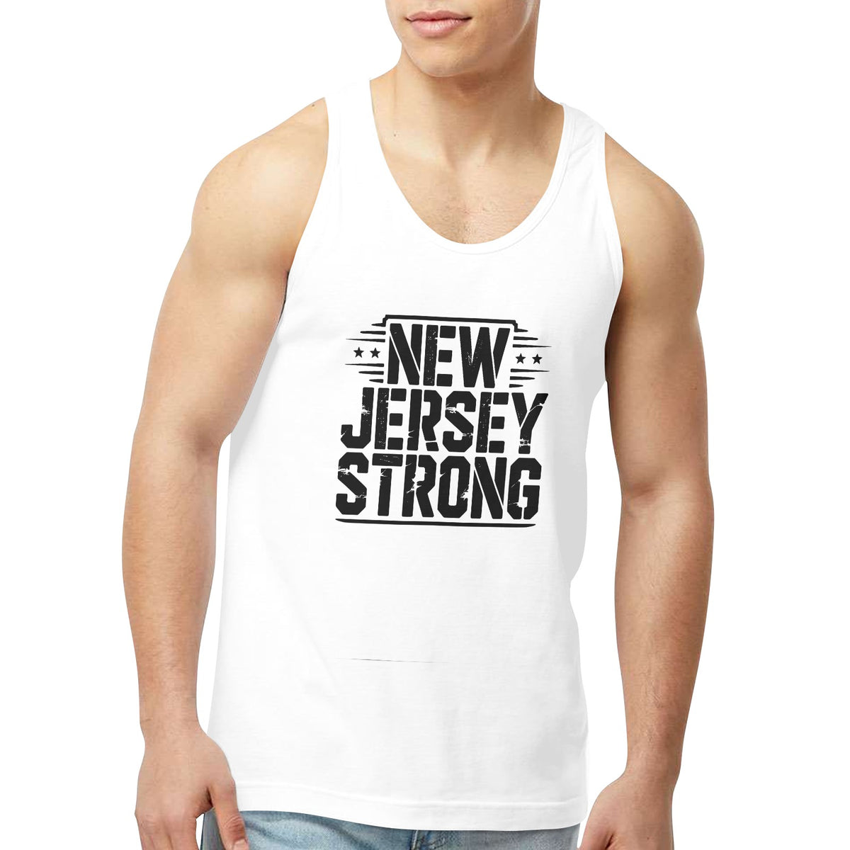 New Jersey Strong - White Tank Top Made in USA