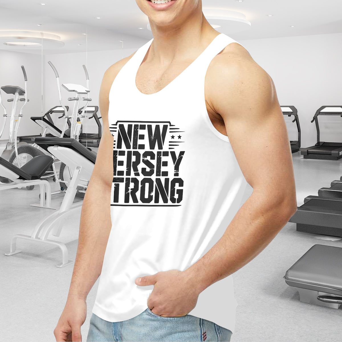 New Jersey Strong - White Tank Top Made in USA