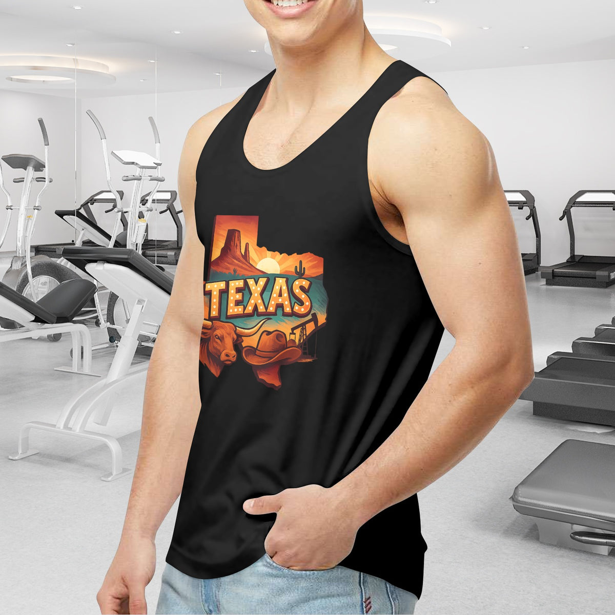 Men's Black Texas Tank Top - Made in USA