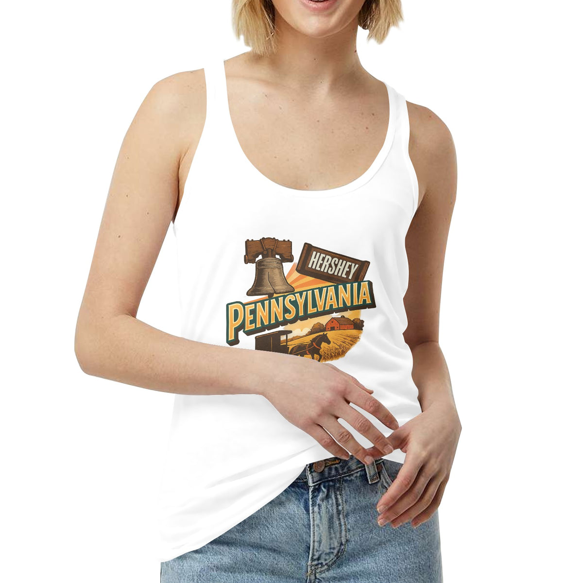 Women's White Pennsylvania Tank Top - Made in USA