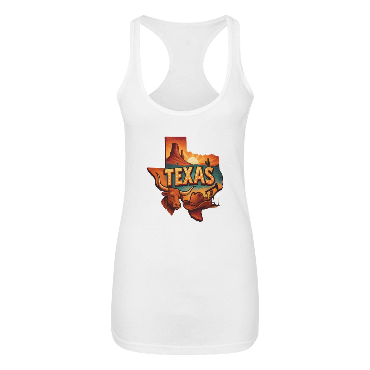 Women's White Texas Tank Top - Made in USA