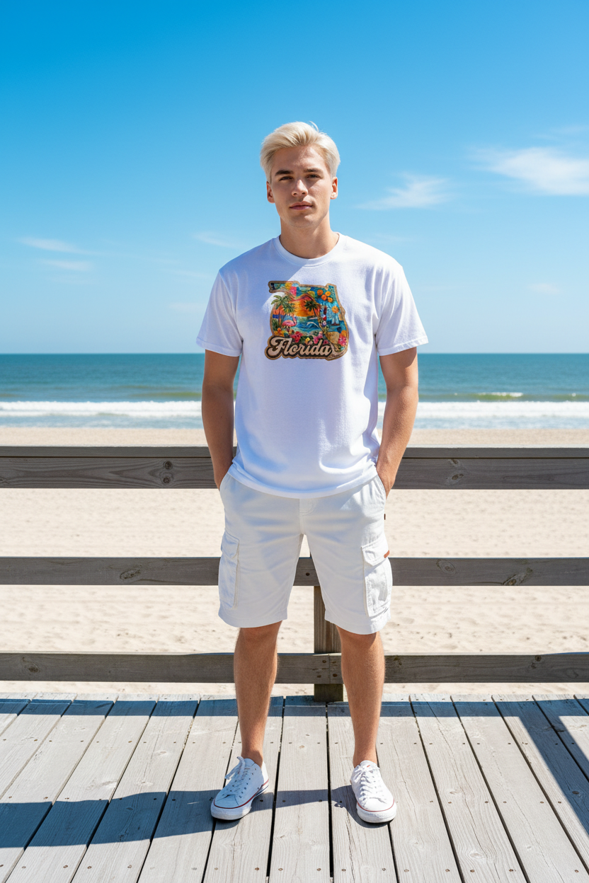 Florida Retro State Tee — Female Lifestyle