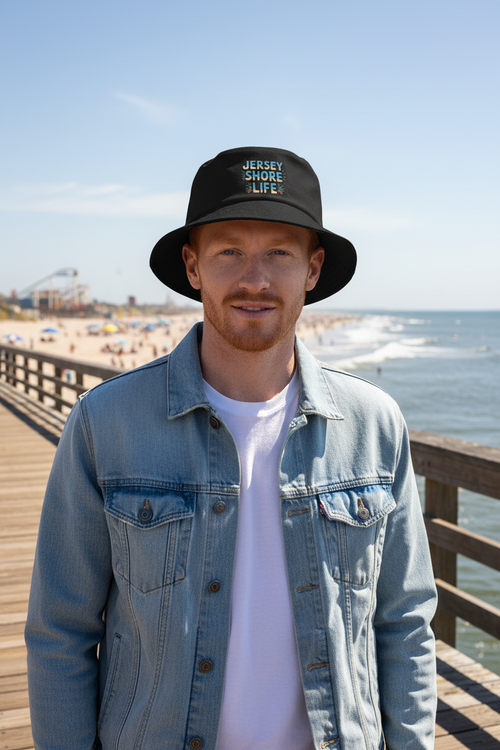 Jersey Shore Life Bucket Hat - Redhead Male Shore Pier